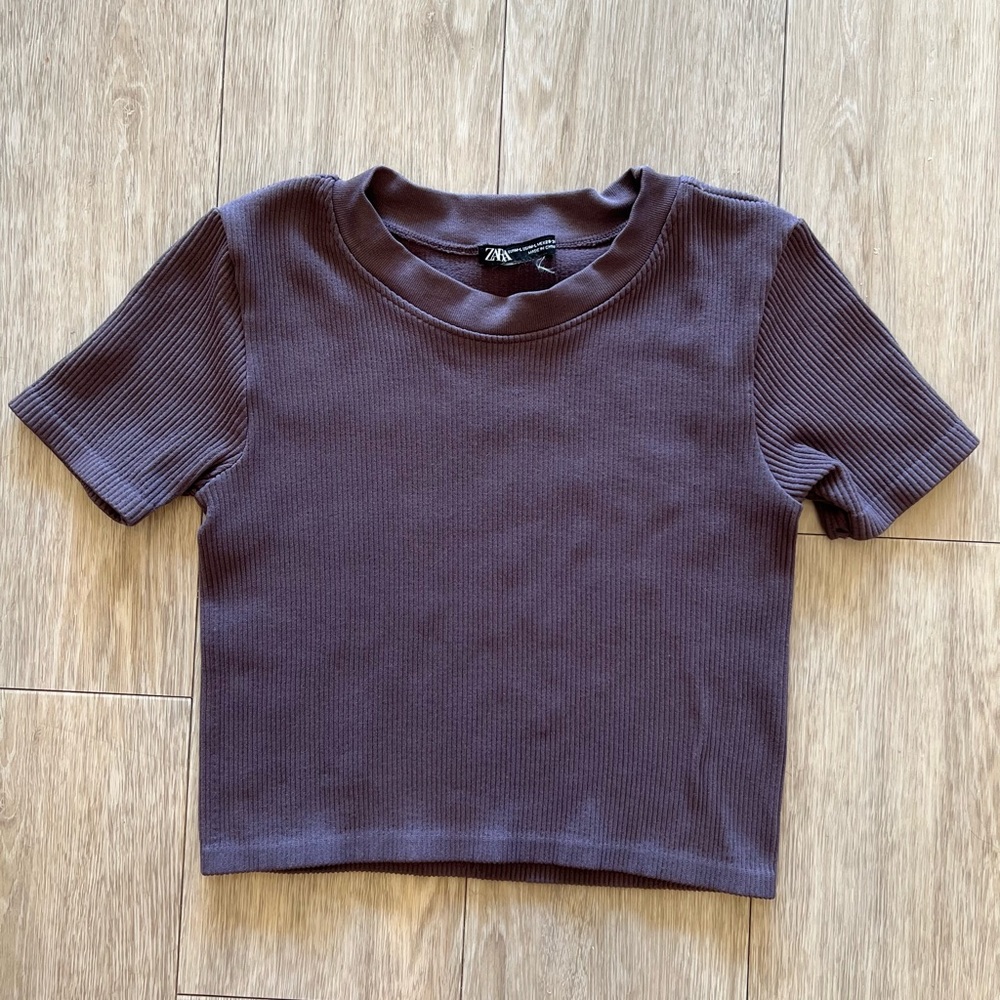 Zara purple cropped knit top women medium